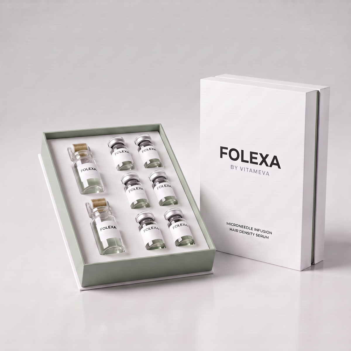 Folexa micro-infusiesysteem verpakking met zes ampullen en twee applicators